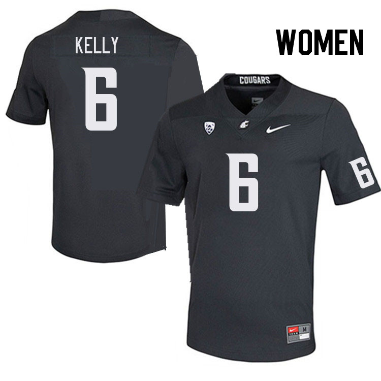 Women #6 Josh Kelly Washington State Cougars College Football Jerseys Stitched Sale-Charcoal